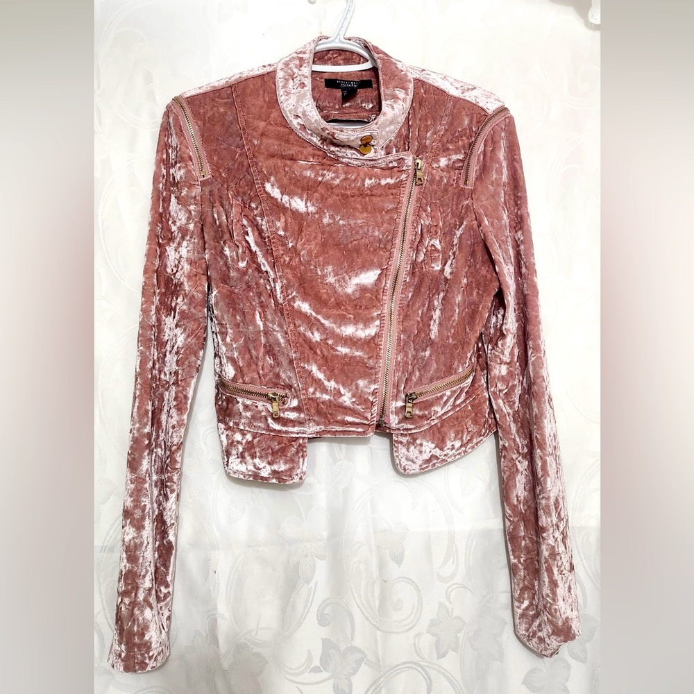 Streetwear Society Blush Velvet Long Sleeve Jacket